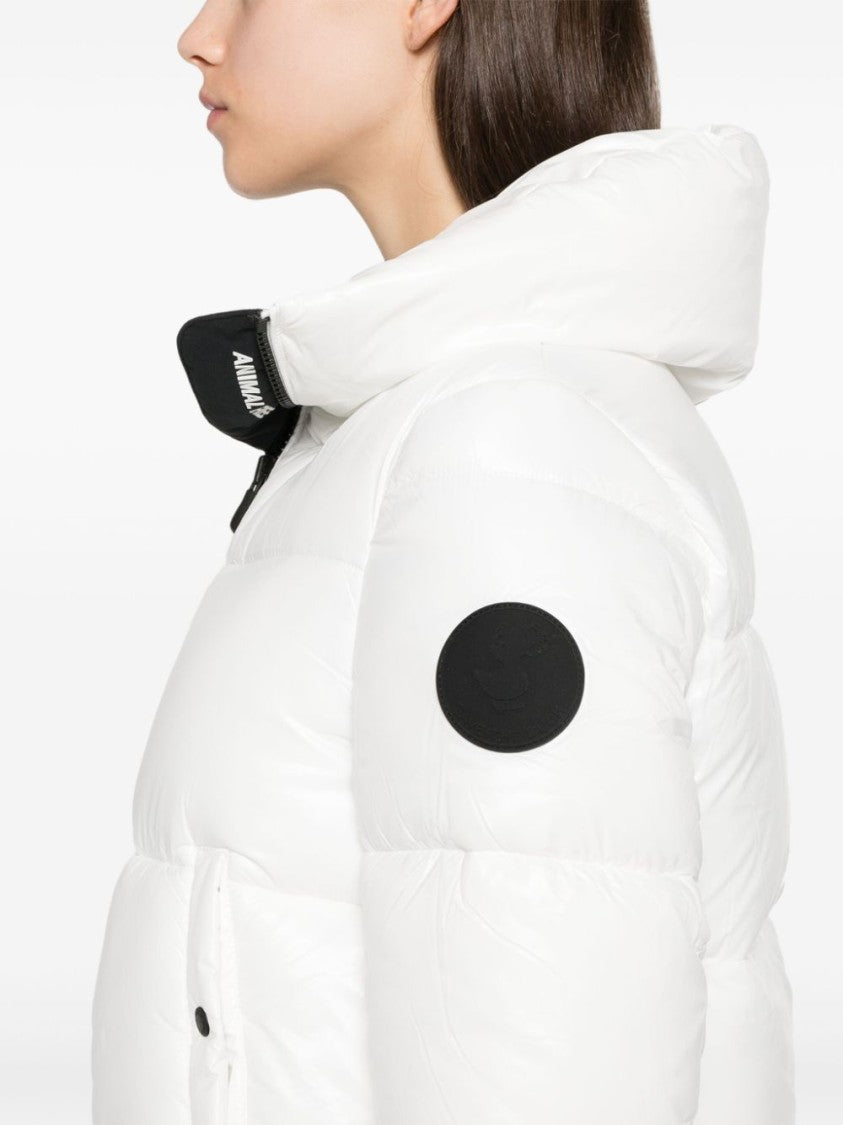 Save The Duck White Short Quilted Puffer Jacket