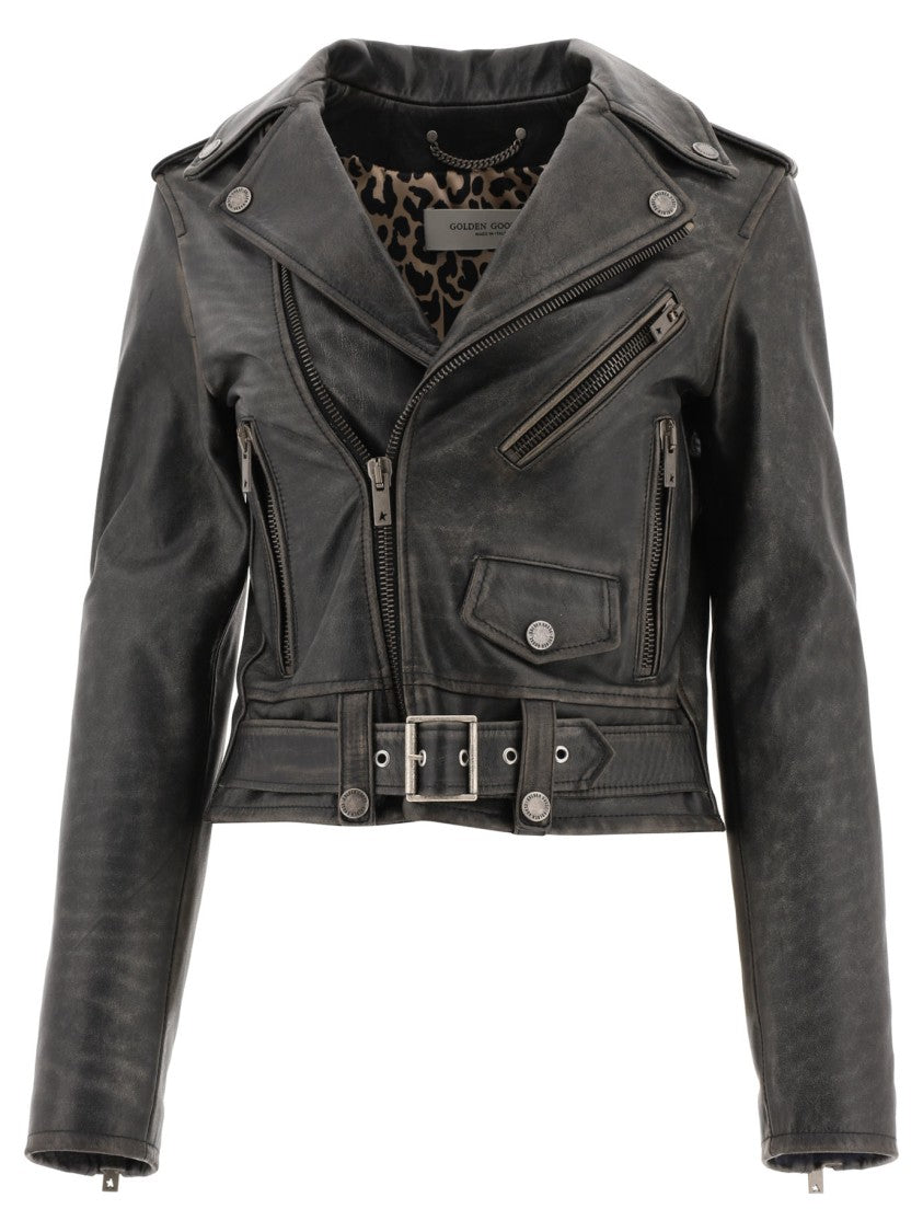 Golden Goose Leather Jacket "Chiodo Destiny"