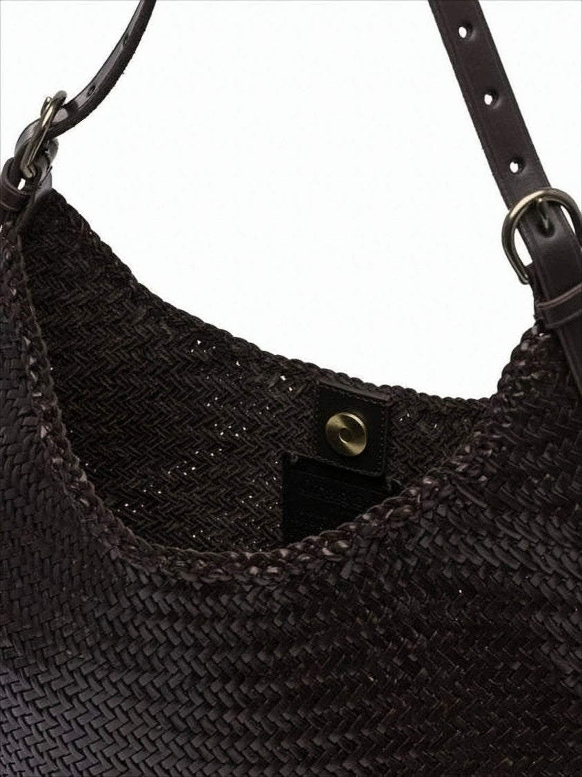 Dragon Diffusion Buffalo Leather Shoulder Bag With Woven Texture