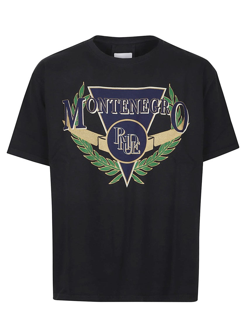 Rhude Black Montenegro Regatta Graphic Cotton Printed T-Shirt