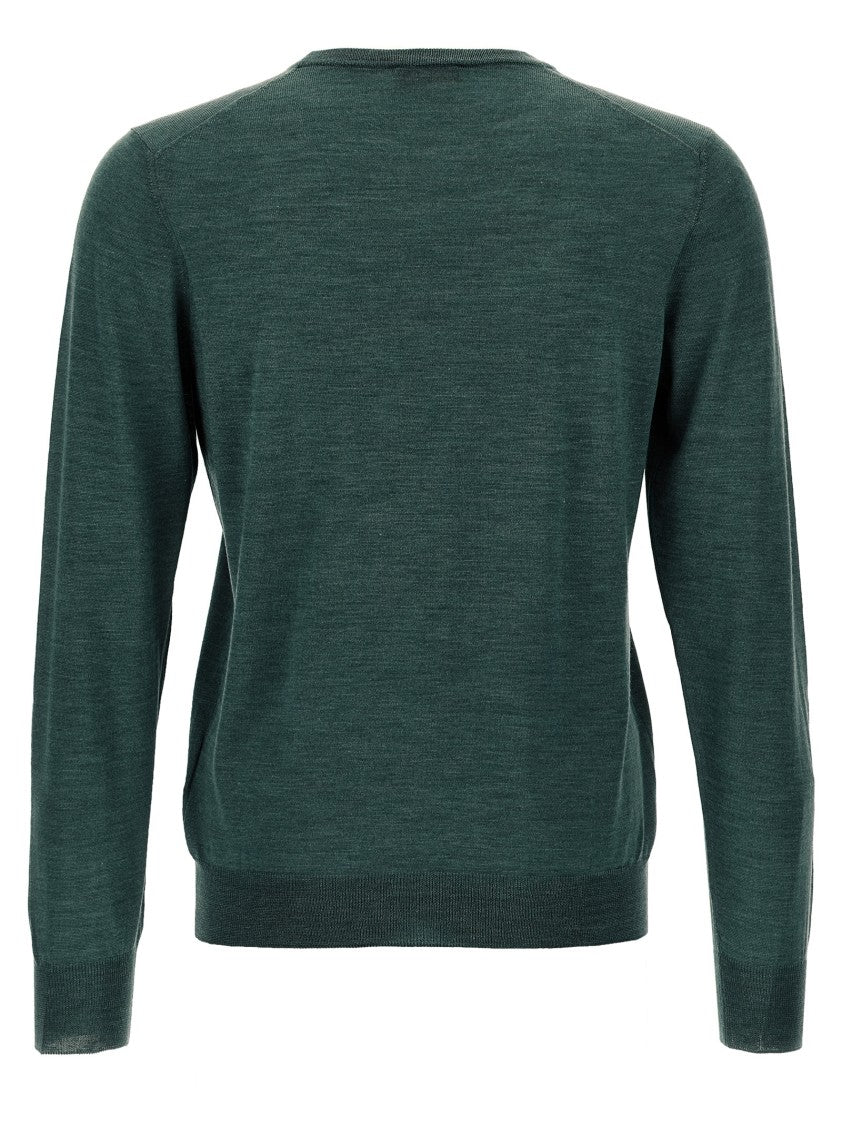Barba Crew-Neck Sweater In Green Wool-Silk Blend
