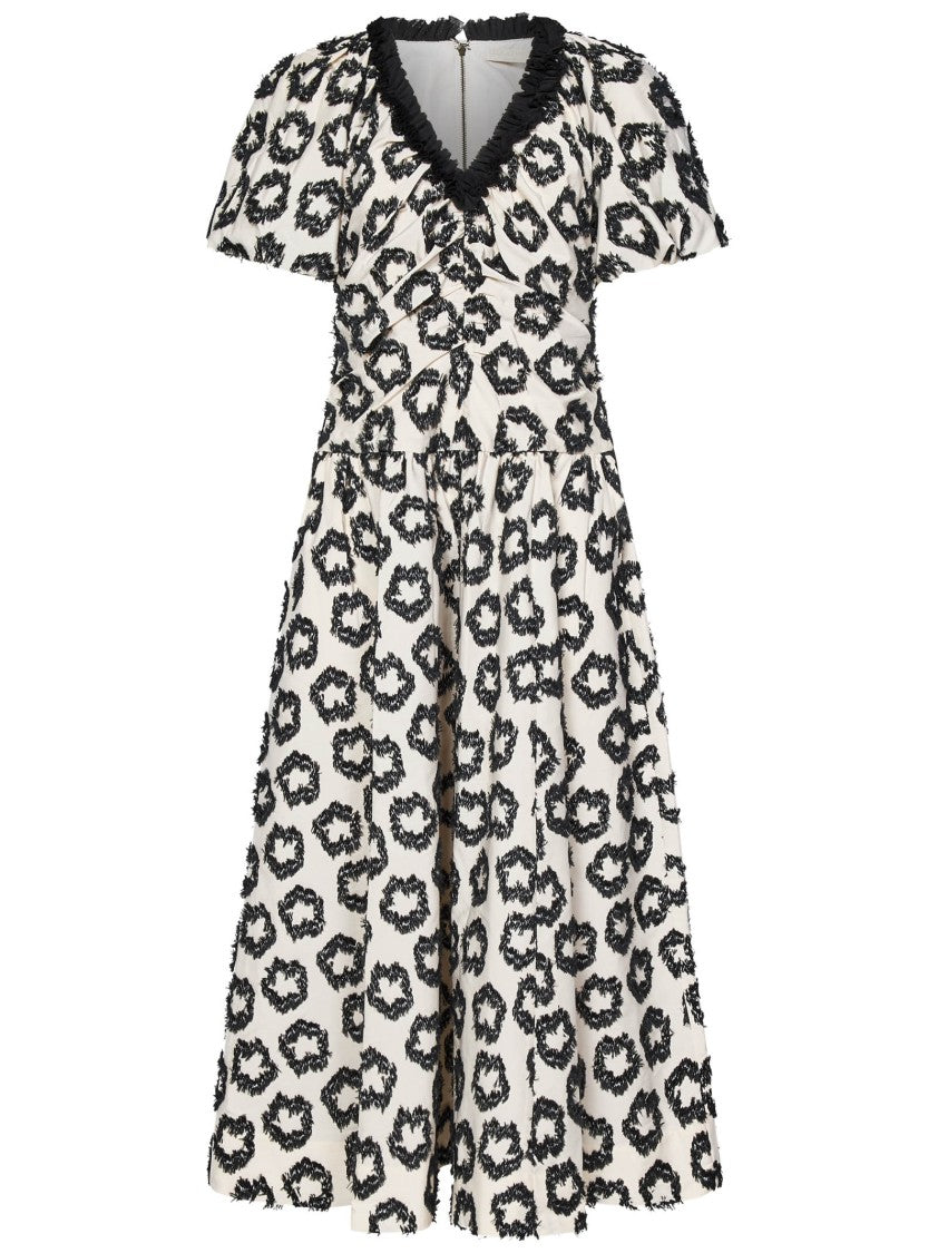 Ulla Johnson Light Italian Taffeta Graphic Floral Midi Dress