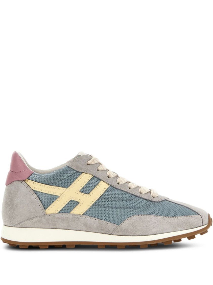 Hogan Blue Silk And Nylon Suede Sneakers