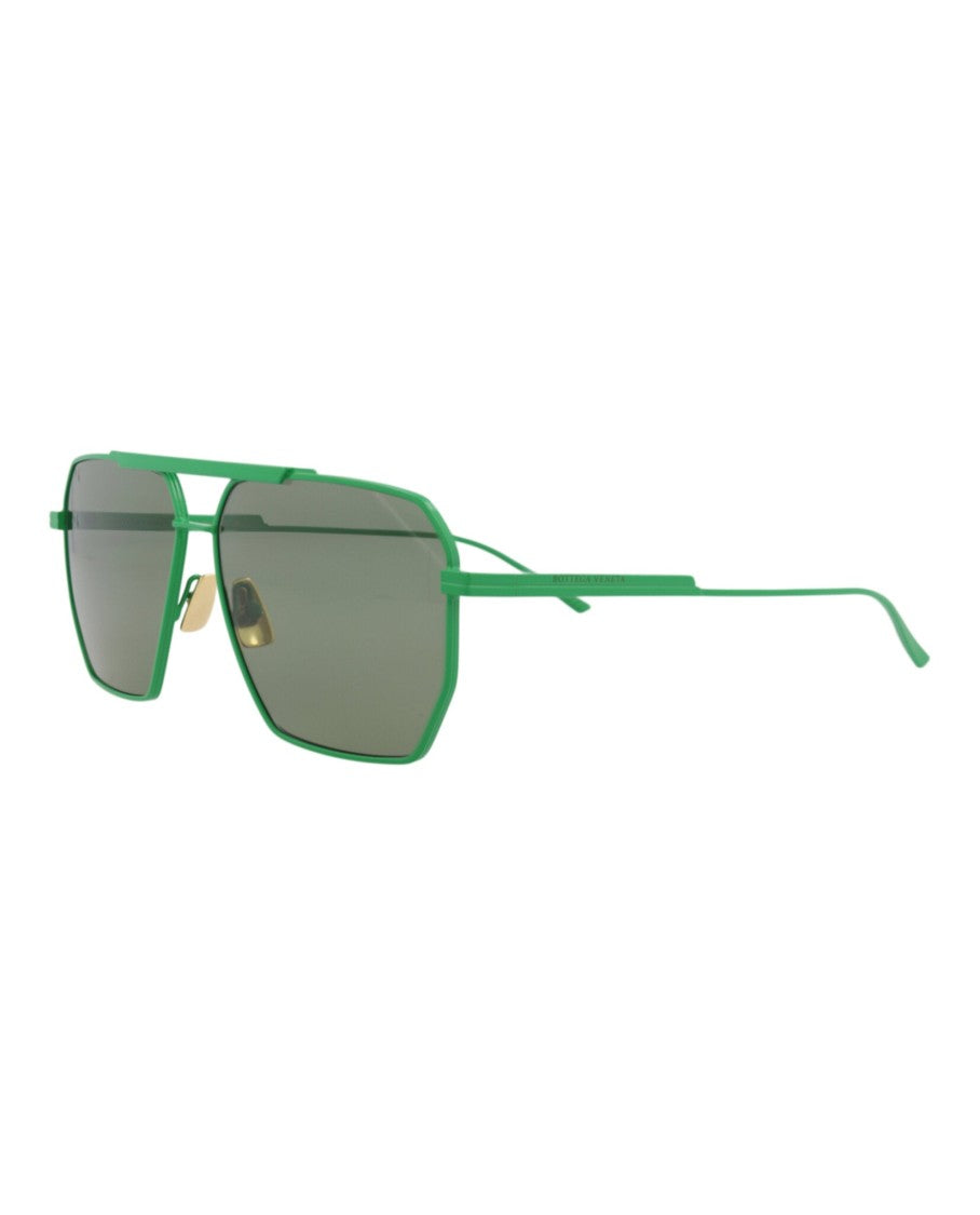 Bottega Veneta Aviator-Frame Metal Sunglasses With Geometric Design