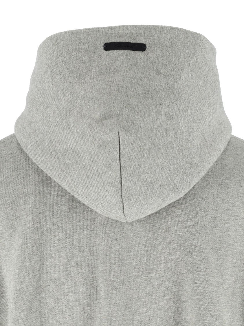 Fear Of God Essentials Grey Relaxed Cropped Kangaroo Pocket Hoodie