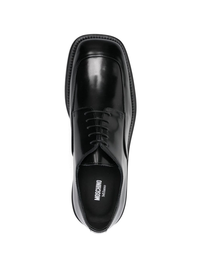 Moschino Black Silk And Nylon Almond Flats