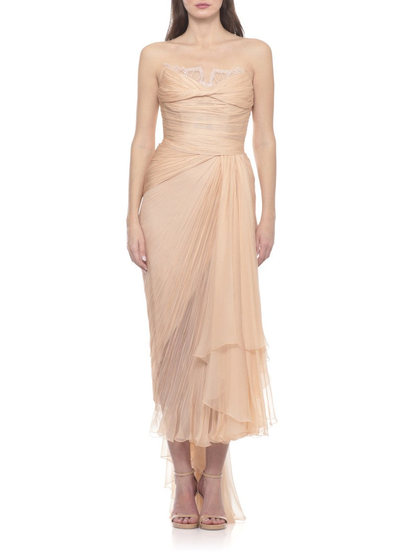 Maria Lucia Hohan Jolie Silk Dress With All-Over Draping And Ruffle Details