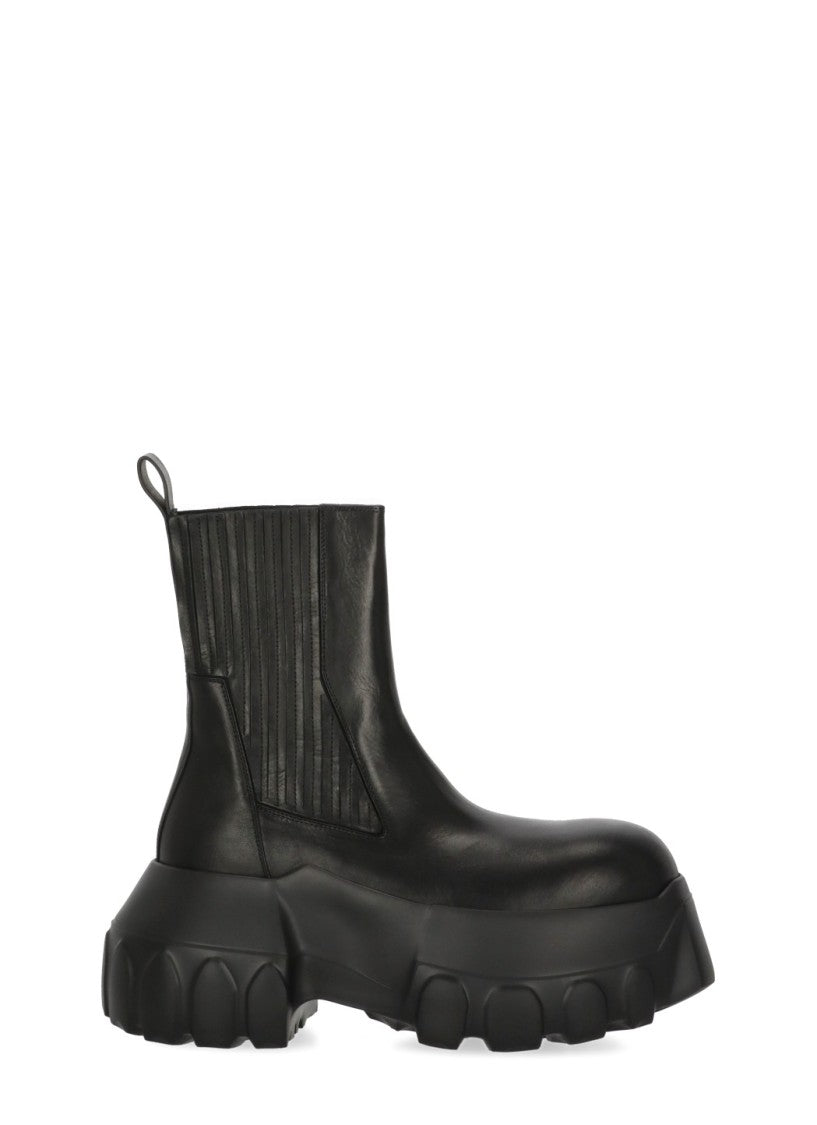 Rick Owens Black Chunky Sole Elastic Chelsea Boots
