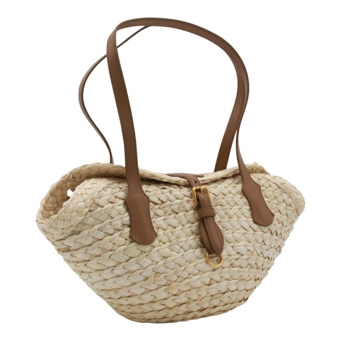 Dolce & Gabbana Natural Braided Woven Bag With Gold Accent