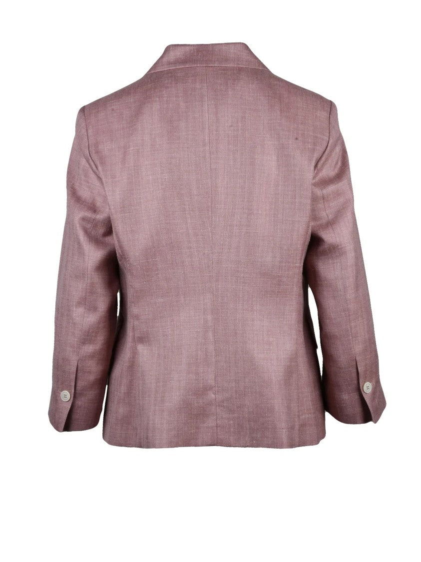 Eleventy Pink Double-Breasted Wool Silk Jacket