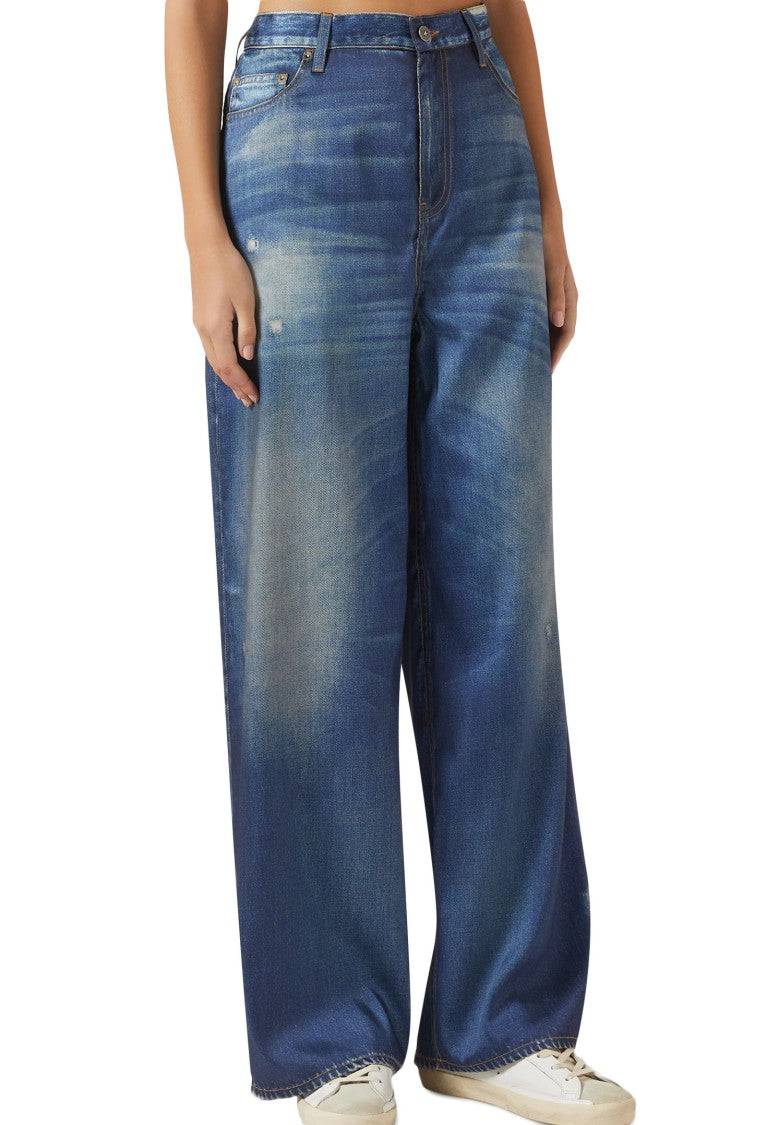 Gucci Mid-Blue Boyfriend Pants With Raw Hem Finish