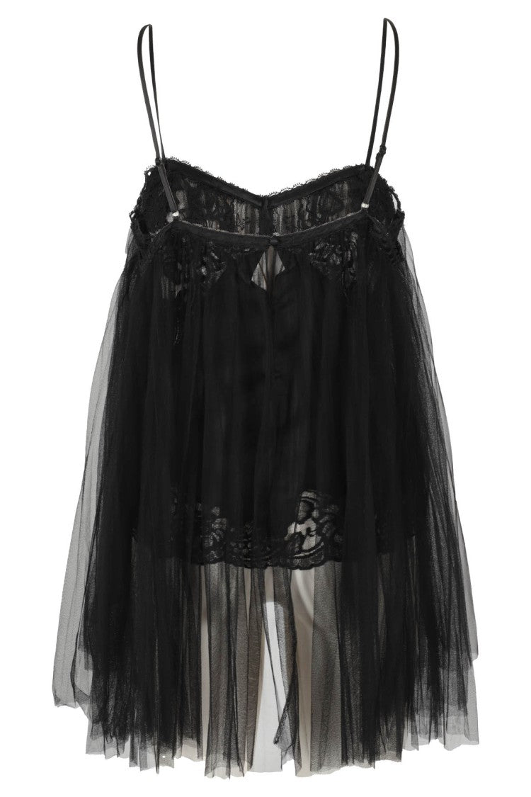 Alexander Wang Silk Tank Tunic With Lace Appliqués