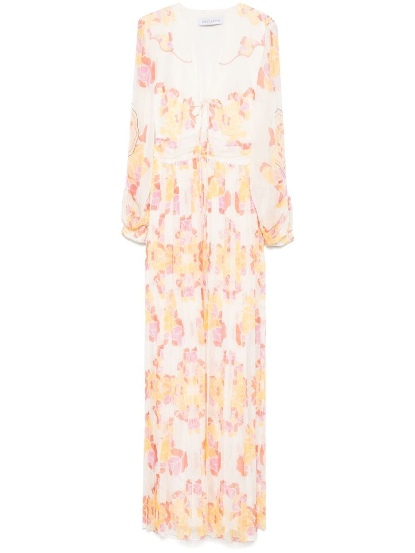 Raquel Diniz Long Silk Dress With Floral Print
