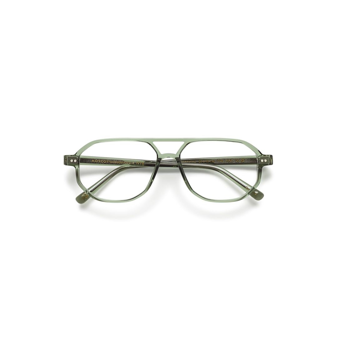 Moscot Or-Gaz-O Gazeektal Translucent Green Acetate Geometric Aviator Eyeglasses