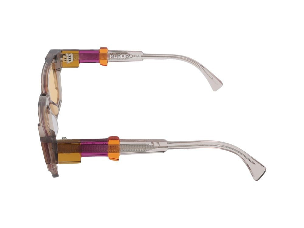 Kuboraum Orange Lens Geometric Accent Square Frame Sunglasses