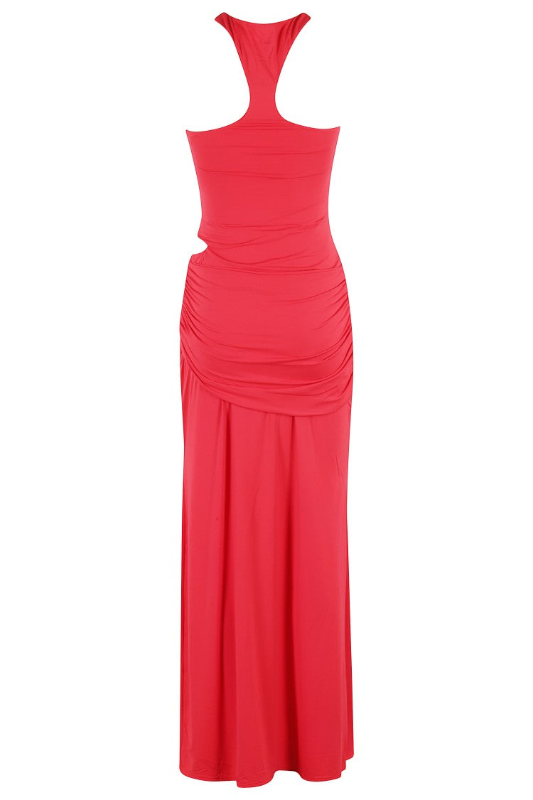 Federica Tosi Ankle-Length Draped Dress With Gold Jewel Detail