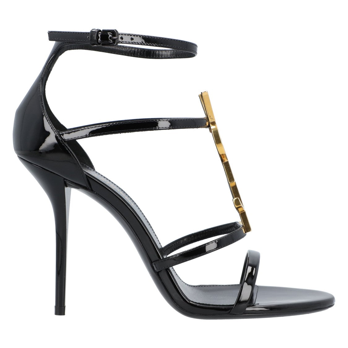 Saint Laurent Cassandra Sandals In Patent Leather Black