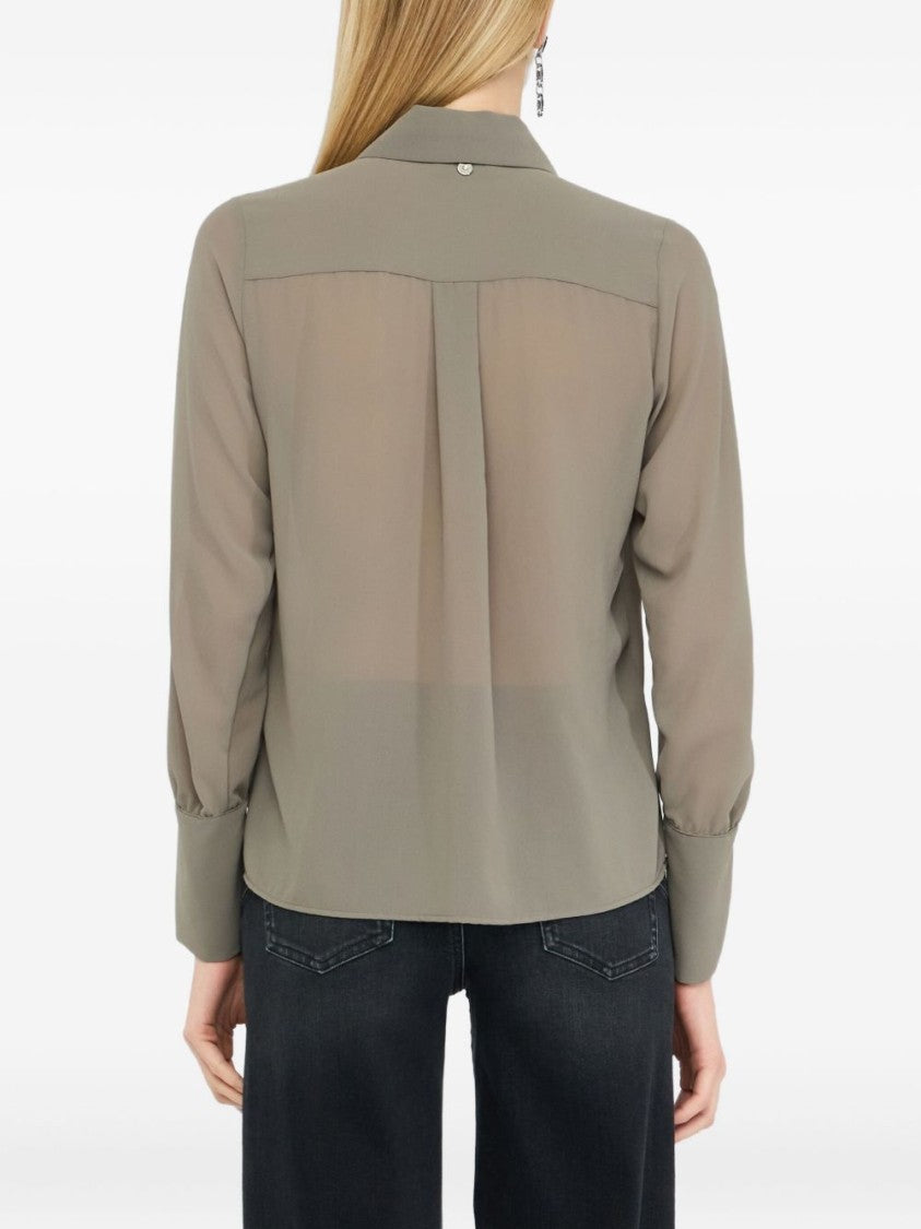 Liu Jo Classic Collar Shirt With Long Sleeves And Sheer Fabric