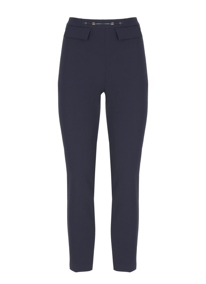Elisabetta Franchi Ankle-Length Tailored Trousers With Decorative Waist Application