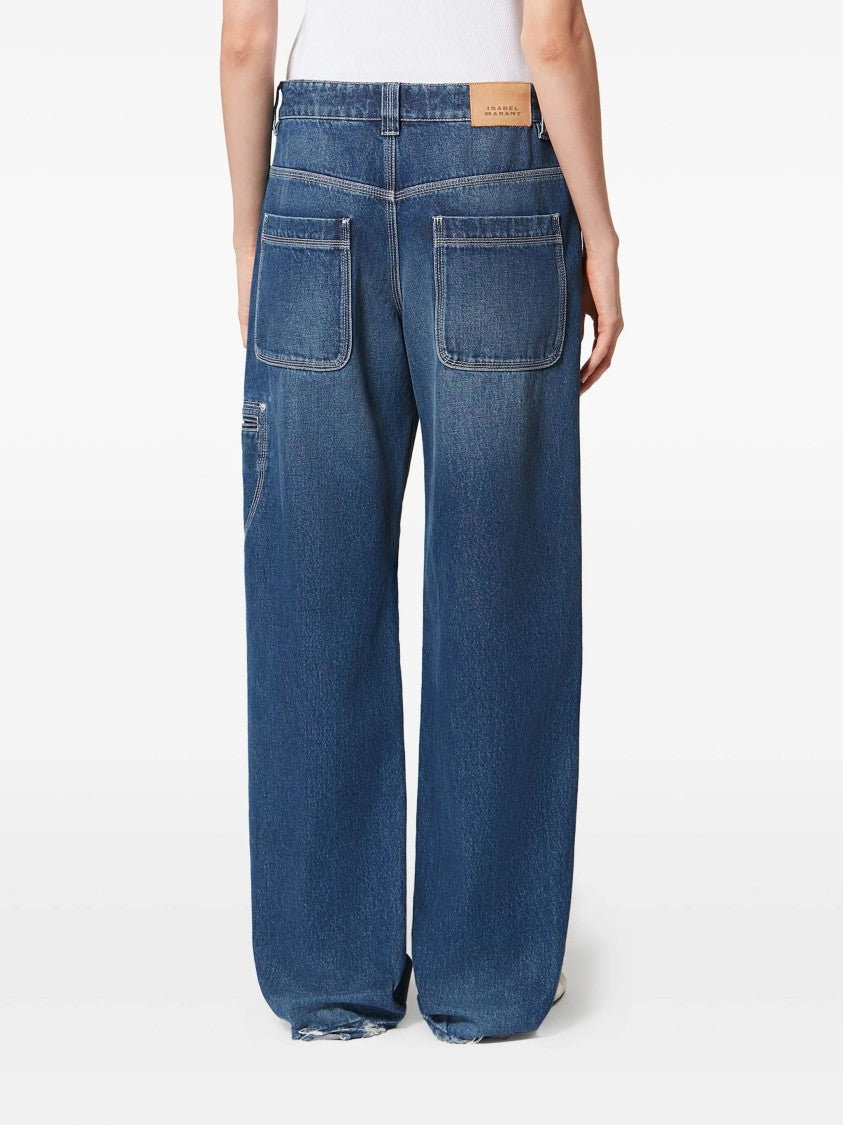 Isabel Marant Blue Jeyda Wide-Leg Denim Pants