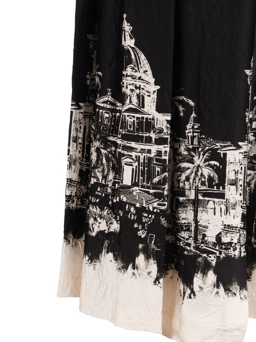 Shirt A Porter Wrap-Around Maxi Skirt With Architectural Print