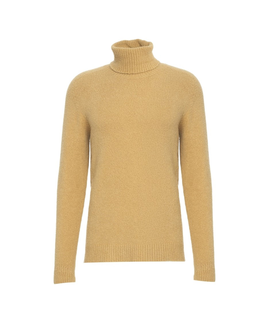 Roberto Collina Beige Turtleneck Sweater With Classic Knit Design