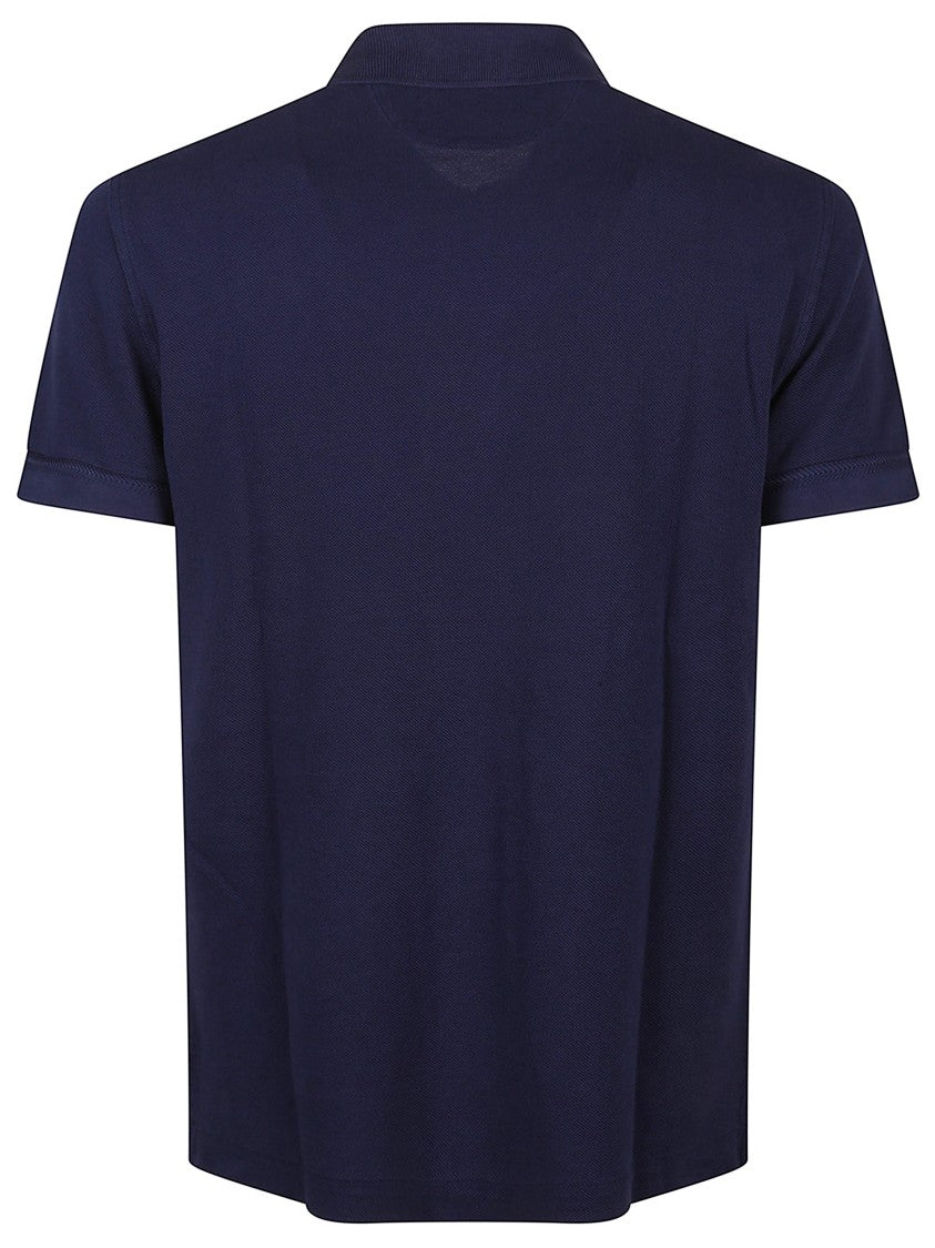 Tom Ford Textured Finish Navy Polo With Front Button Placket