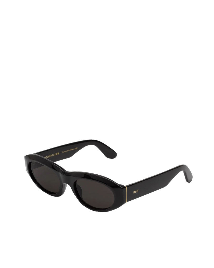 Retrosuperfuture Glossy Black Acetate Sunglasses With Zeiss Lenses