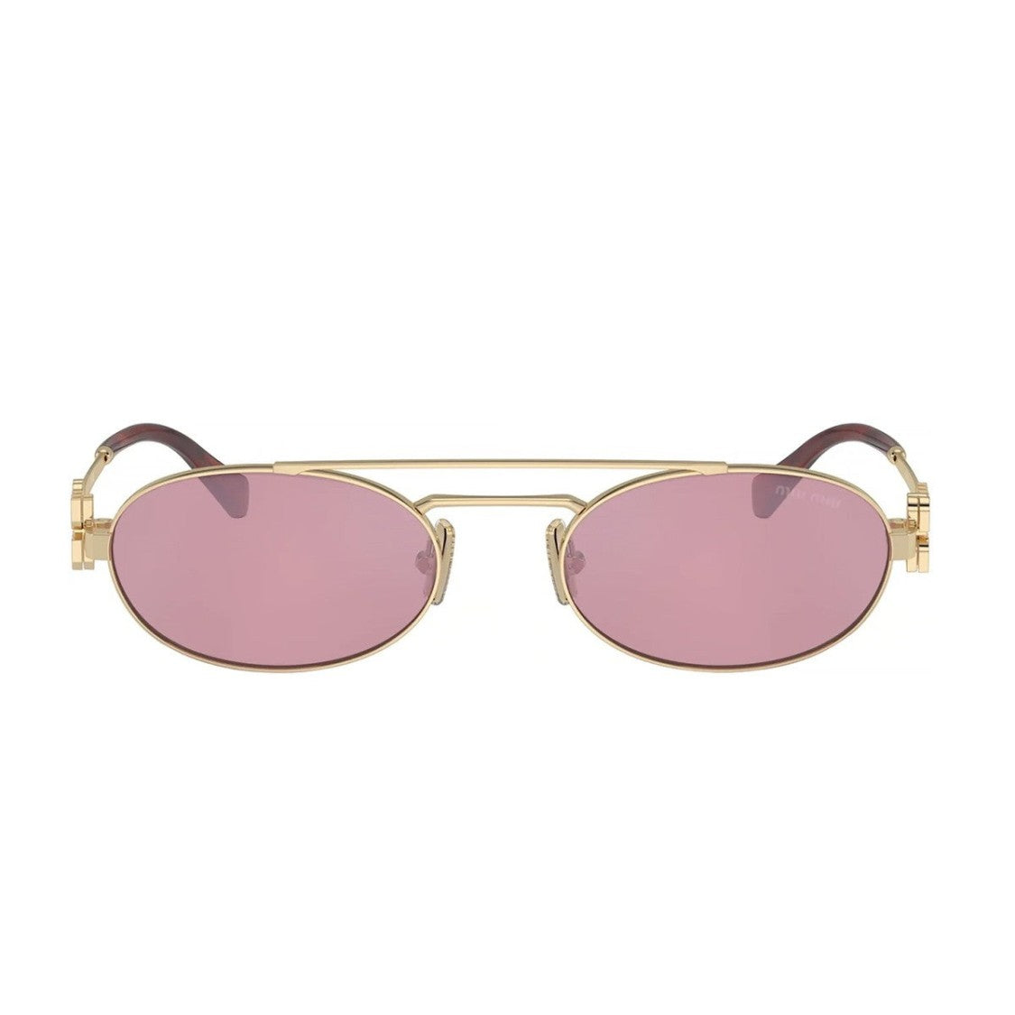 Miu Miu Gold 0Mu 54Zs Miu Miu Logo Metal Oval Sunglasses