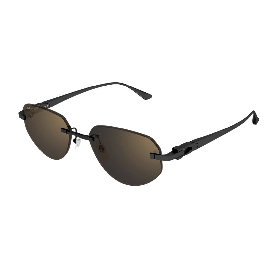 Cartier Contemporary Rimless Sunglasses In Deep Black Titanium