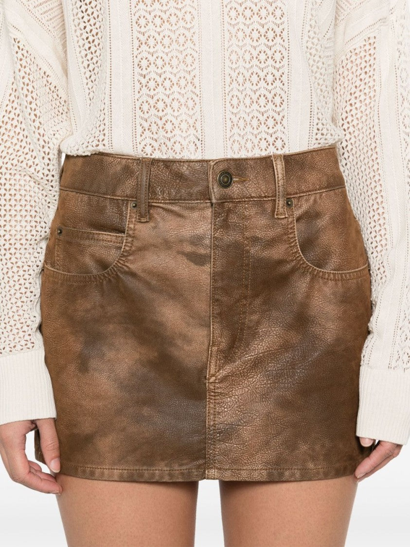 Isabel Marant Étoile Textured Brown Mini Skirt