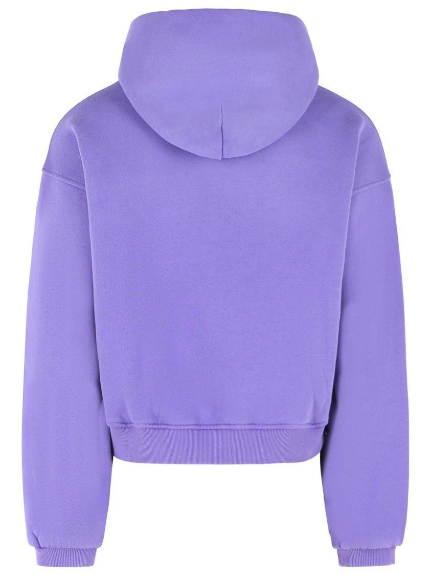 Erl Purple Boxy Cropped Cotton Sweatshirt