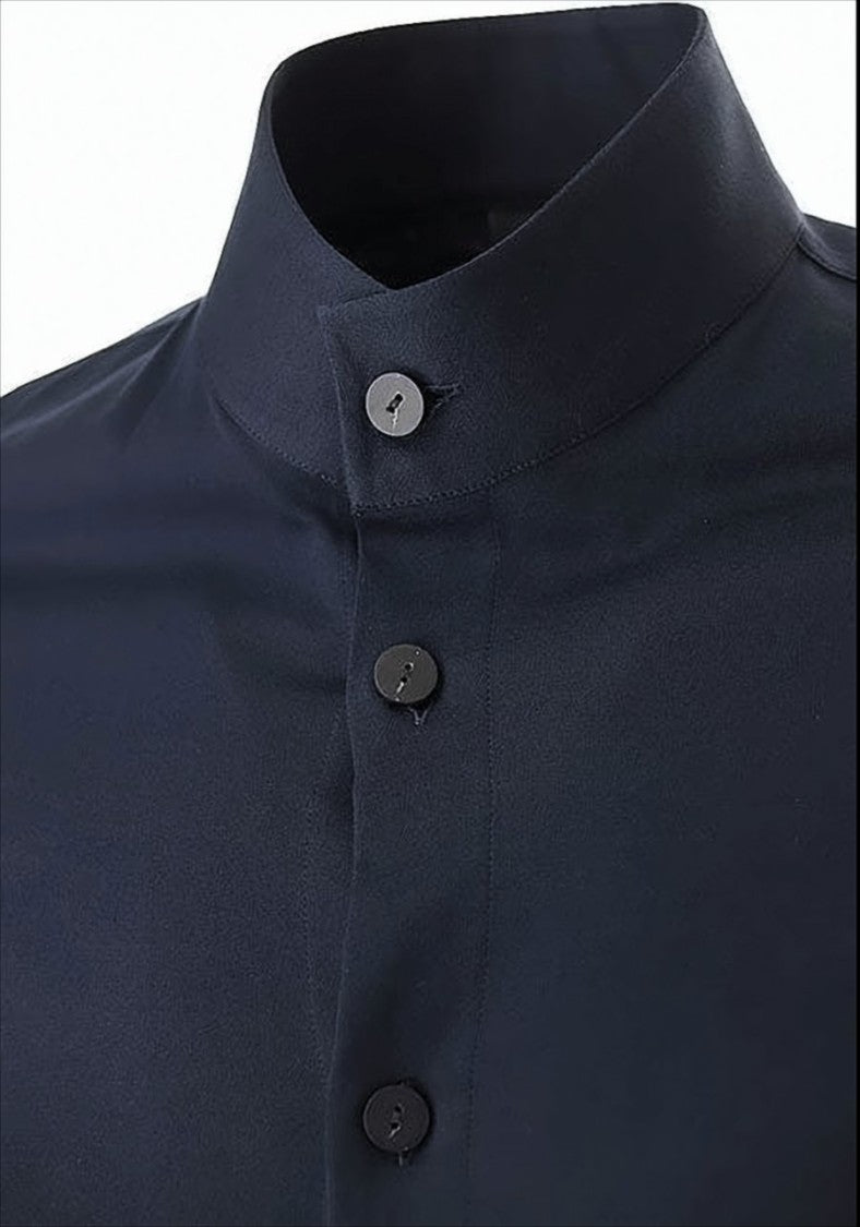 Emporio Armani Blue Stand Collar Shirts