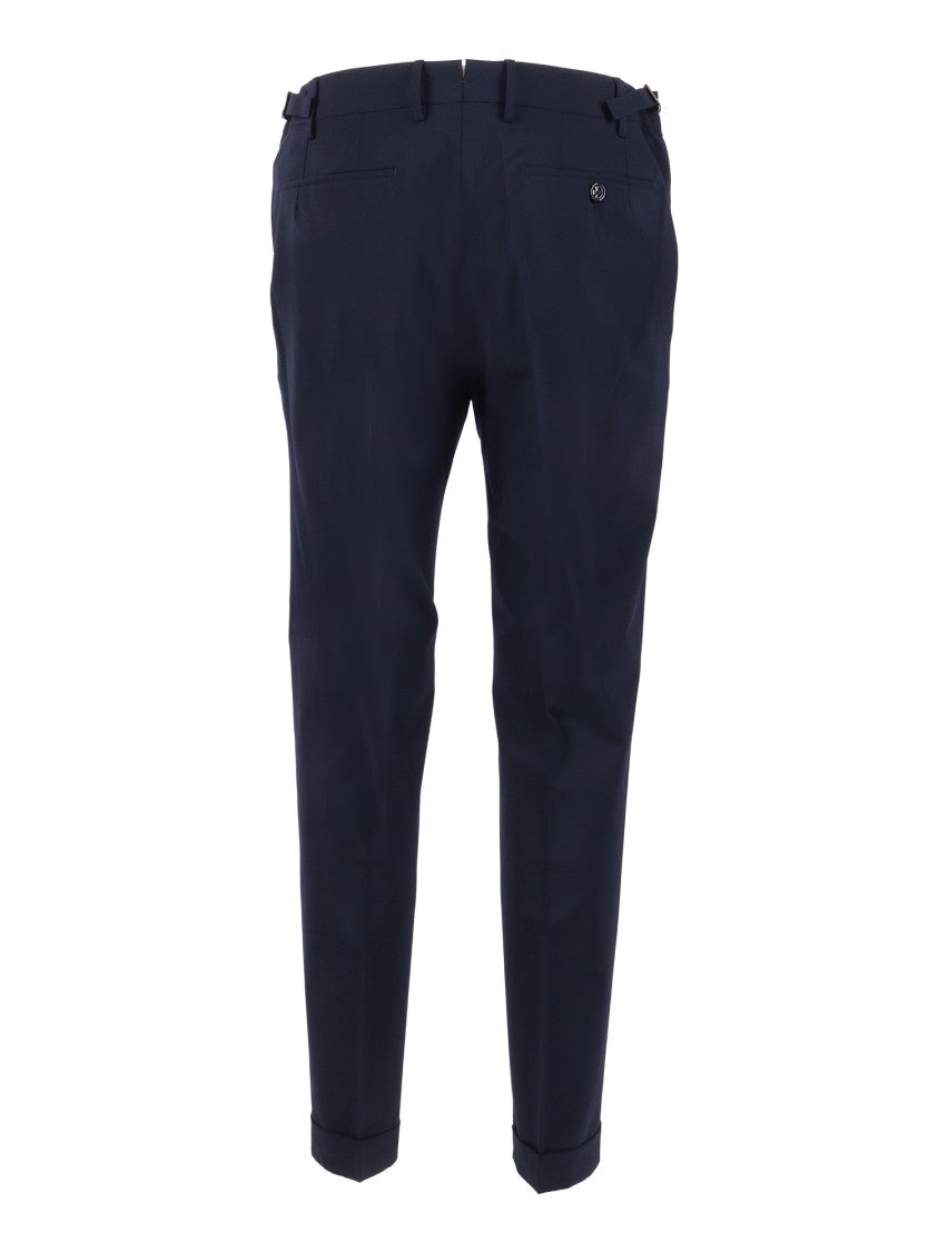 Berwich Blue Tailored Cuffed Straight-Leg Pants