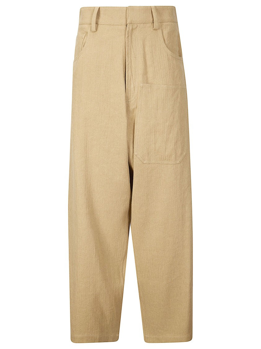 Jejia Beige Carla Wide-Leg Linen Cotton Trousers