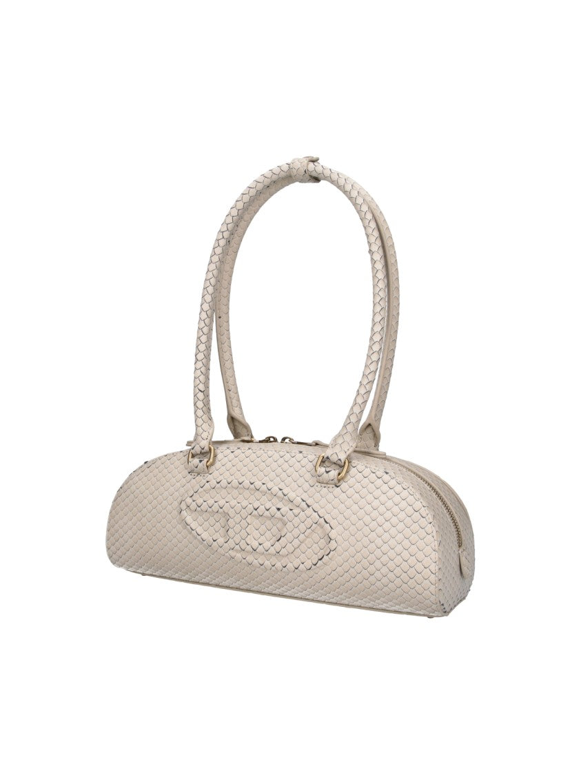 Diesel Beige 1Dr Dome Snake Pattern Bag