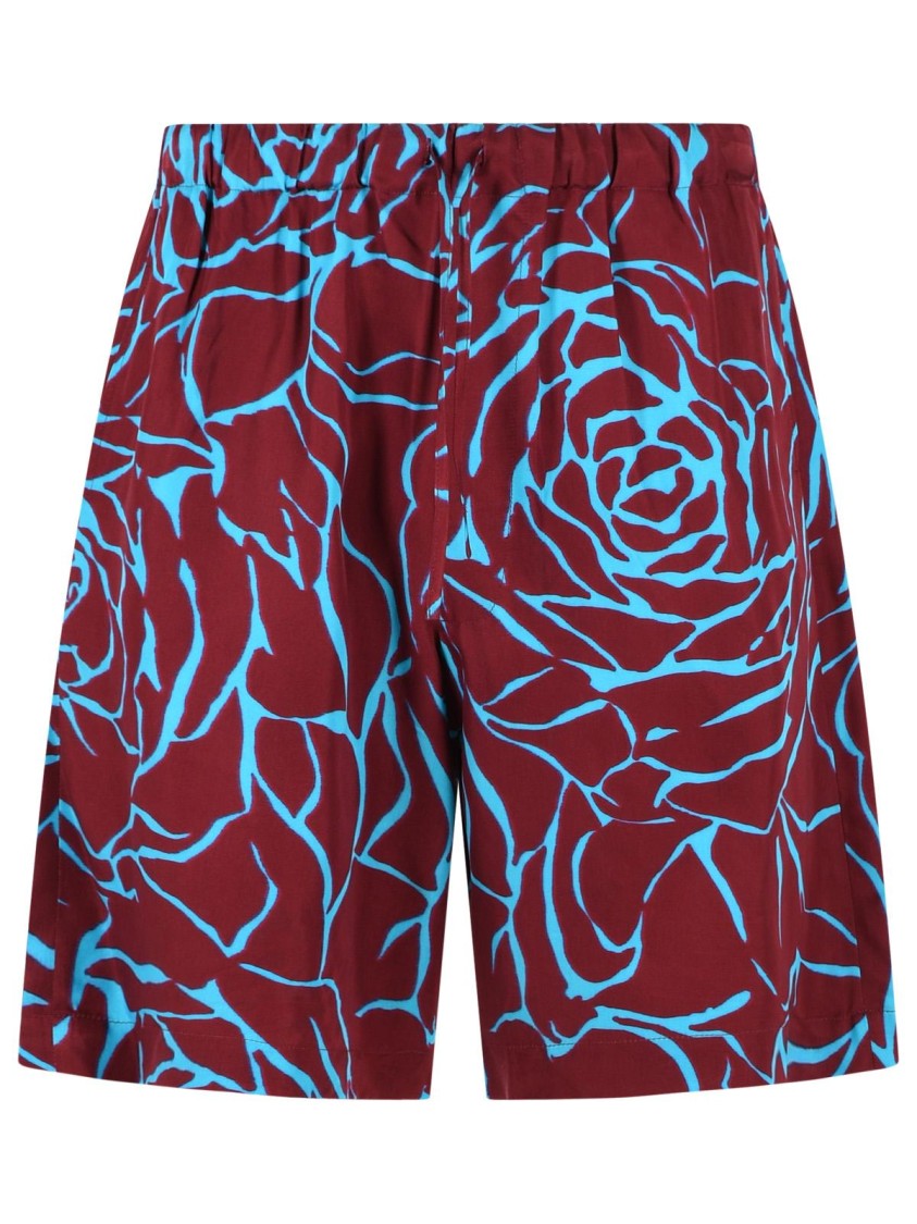 Dries Van Noten 'Piperi' Bermuda Shorts In Burgundy Viscose Twill