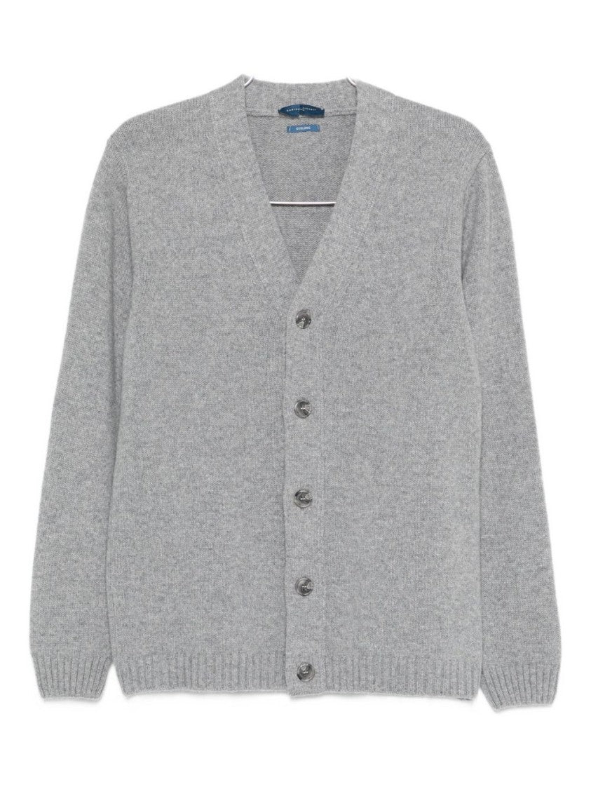 Daniele Fiesoli Tailored Grey Wool Cardigan With Classic V-Neck