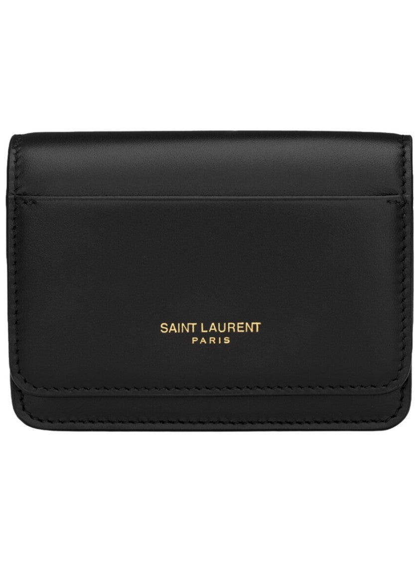 Saint Laurent Sleek Black Calf Leather Card Holder