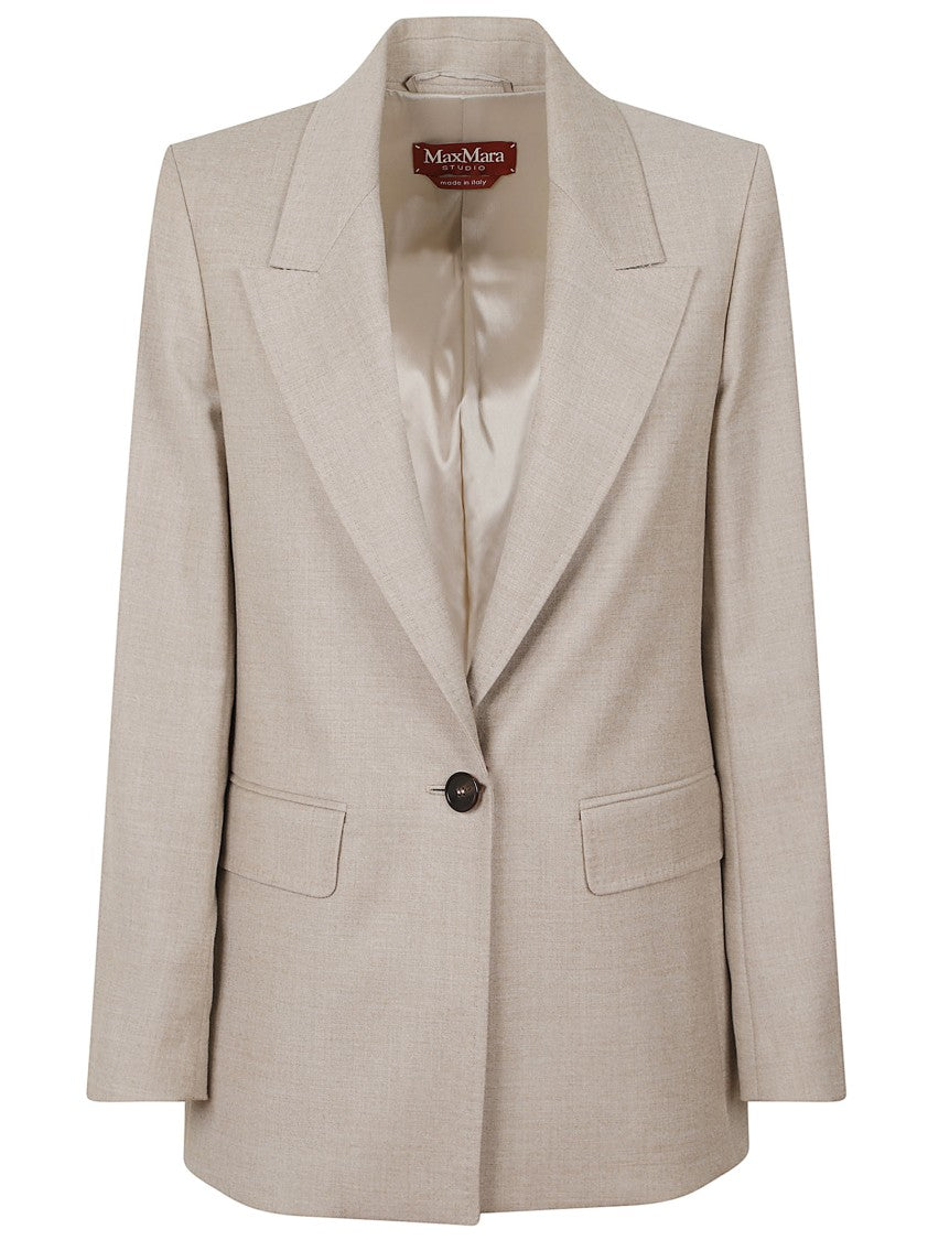Max Mara Beige Stretch Wool Blazer