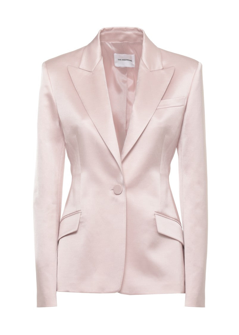 The Andamane Pink Bianca Satin Blazer