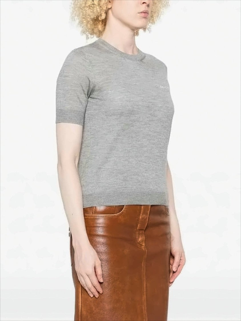 Gucci Fitted Short-Sleeved Knit Top In Cashmere