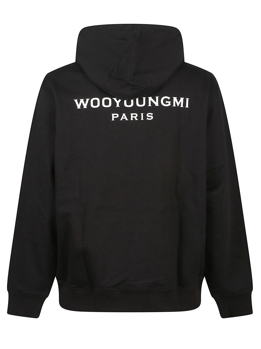 Wooyoungmi Classic Black Hoodie With Signature Logo Accents