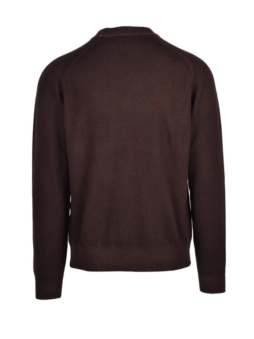 Daniele Fiesoli Crewneck Pullover With Raglan Sleeves In Rich Brown
