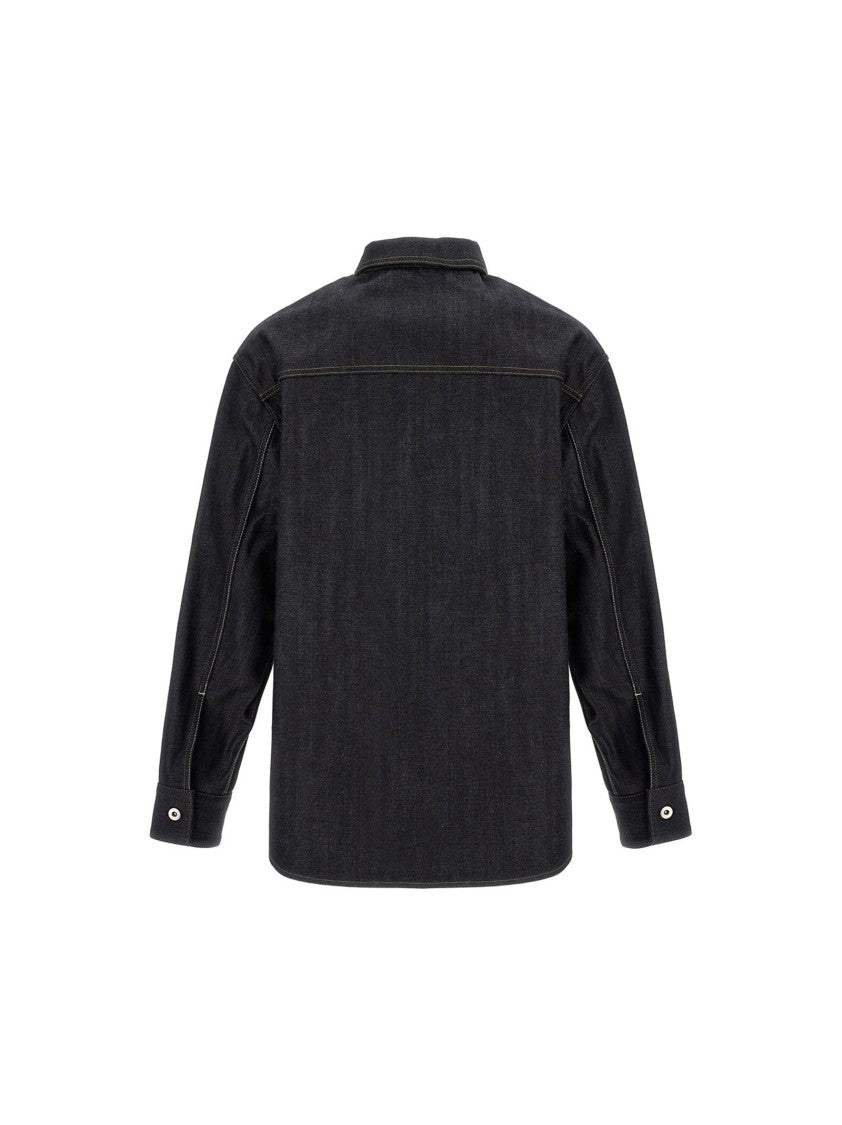 Jil Sander Black Denim Overshirt With Structured Collar