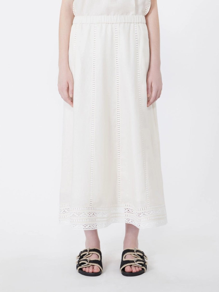 Max Mara Flared Midi Skirt With Vertical Eyelet Detailing