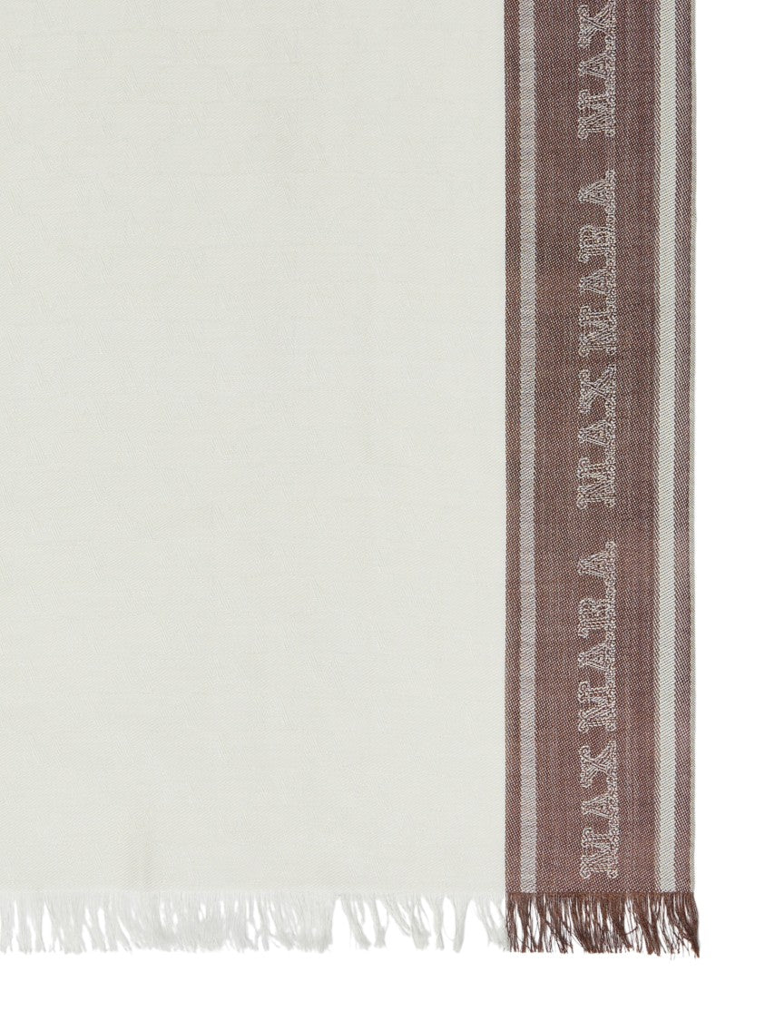 Max Mara Bicolor Scarf With Contrasting Border And Fringed Edges