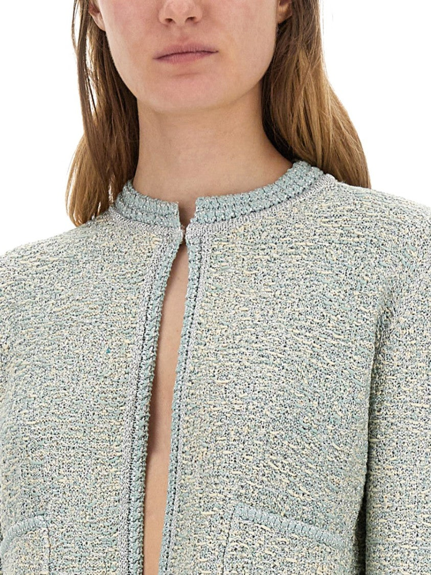 Fabiana Filippi Cropped Textured Tweed Cardigan