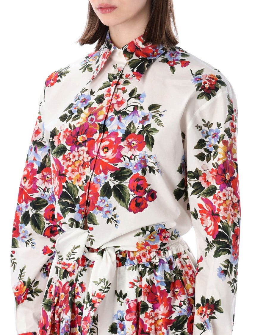 Dolce & Gabbana Floral Print Cotton Knot Shirt