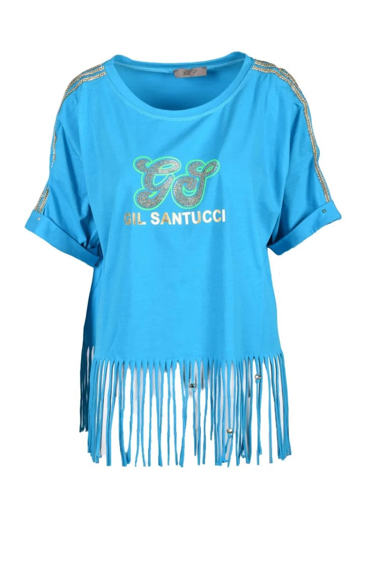 Gil Santucci Blue Gold Cotton T-Shirt